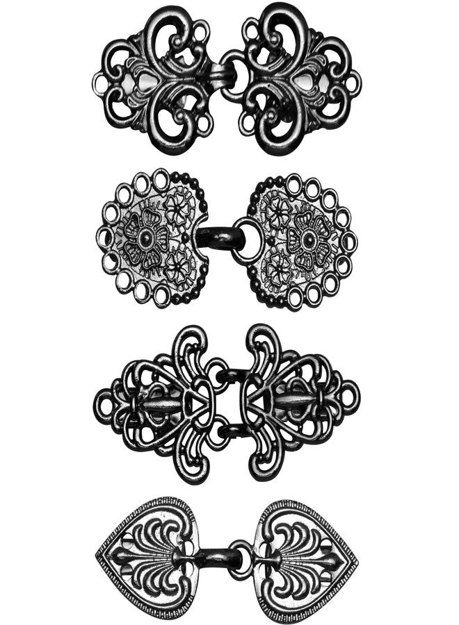 Abvsdu 4 Pieces Vintage Sweater Clips, Sweater Clips for Cardigans to Hold Sweater Together, Shawl Collar Clasp Dress Shirt Brooch Clip&dress Clip Back Cinch (Black) - Image 1
